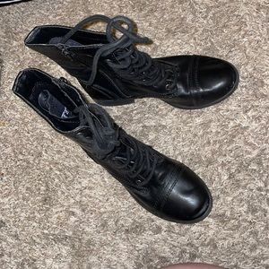 Black lace up combat boots